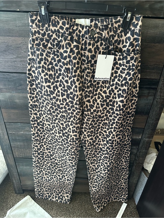 Reformation Denim - Reformation Leopard-Print Wide Leg Pants - Tan & Black